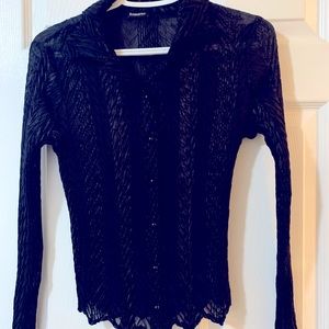 (5 for $15) Komarov Black Ribbed Fitted Dress Shirt